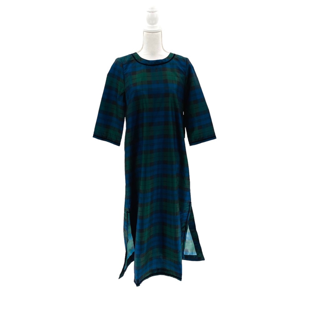 Tuckernuck Navy and Green Plaid Midi Dress - Picture 2 of 12